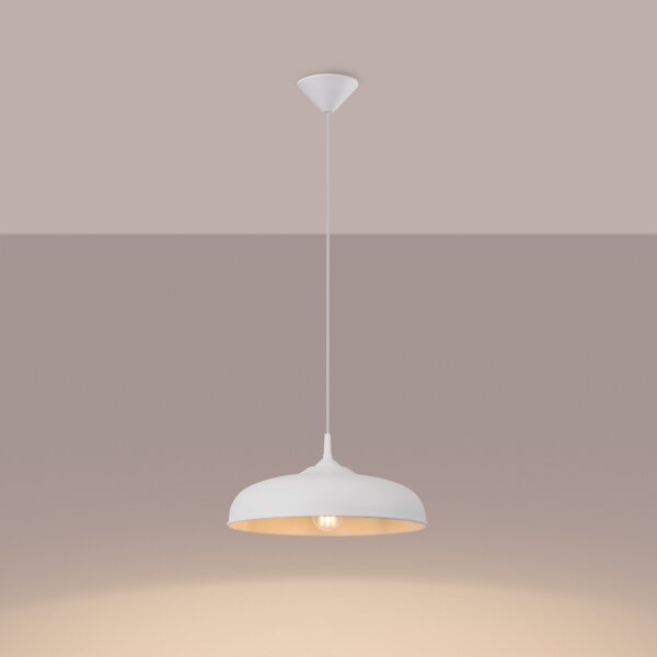 Sollux SL.1329 - Lampadario a sospensione con filo GINA 1xE27/15W/230V diametro 38 cm bianco