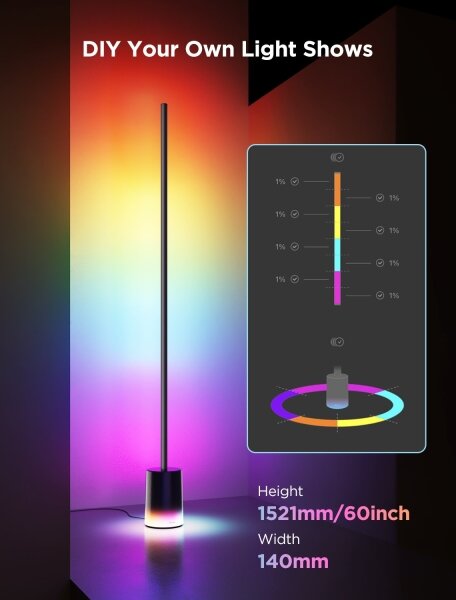 Govee - Lampada LED da terra Smart MATTER LED RGBICWW Wi-Fi + +TC