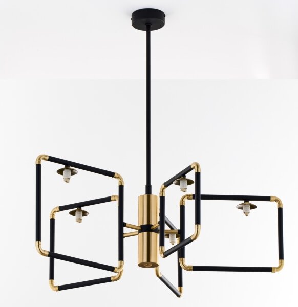 Jupiter 1985 - Lampadario a sospensione con supporto rigido IBRA 5xG9/10W/230V nero/oro