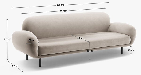 Divano grigio con rivestimento in bouclé 208 cm Poppy – Micadoni