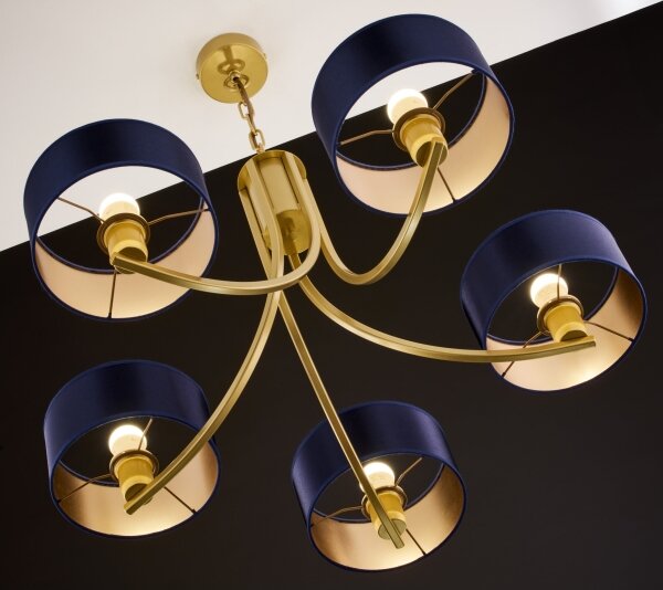 Jupiter 2094 - Lampadario a catena ARTHUR 5xE27/15W/230V blu/oro