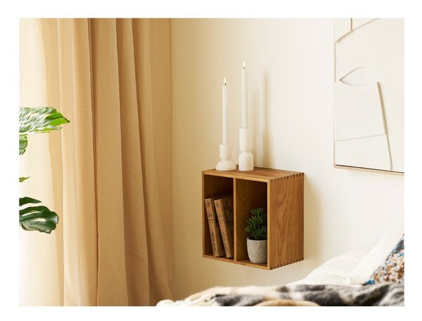 Mensola di colore naturale in rovere massiccio con ripiani multipli 18 cm Townsville – House Nordic