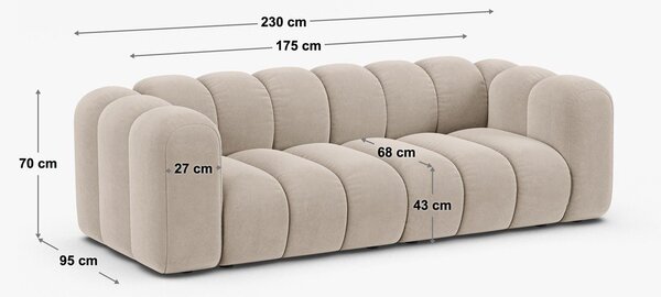 Divano grigio 228 cm Lupine - Micadoni Home
