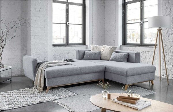 Divano letto angolare grigio chiaro L, angolo destro Scandic Lagom - Miuform