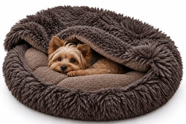 Cuccia per gatti confortevole, piccola cuccia per cani, rifugio a forma di grotta, divanetto per animali domestici, 100 cm, colore marrone