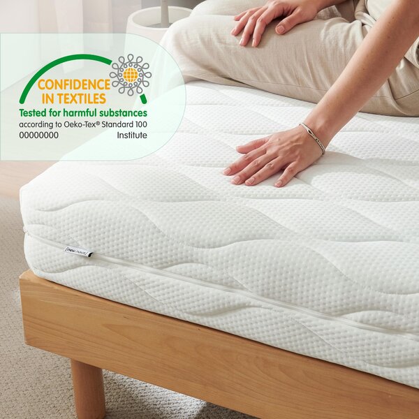 Materasso in schiuma a freddo 90 x 200 cm, traspirante, adatto a chi soffre di allergie, rigido, con rivestimento sfoderabile, bianco