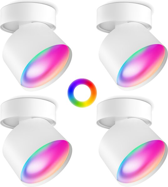 SSC-LUXon 4 lampade da soffitto bianche - incl. 4 Smart GX53 LED 6W RGV CCT dimmerabili - WLAN - compatibili con Google, Alexa e Siri