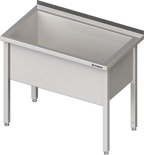 Lavello a una vasca, 1200x600x850 mm, altezza vasca 400 mm, con supporto, saldato