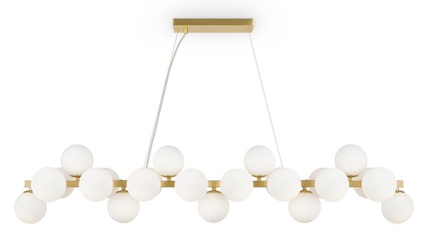 Lampadario Contemporaneo Dallas Metallo Oro E Bianco 25 Luci Diffusori Vetro