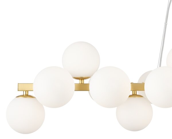 Lampadario Contemporaneo Dallas Metallo Oro E Bianco 25 Luci Diffusori Vetro