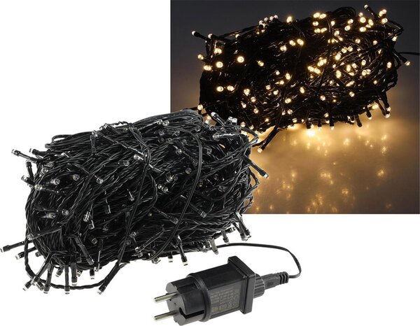 Luci LED da esterno 40 metri con 400 LED cavo nero a prova di spruzzi IP44 illuminazione giardino casa balcone terrazza bianco caldo