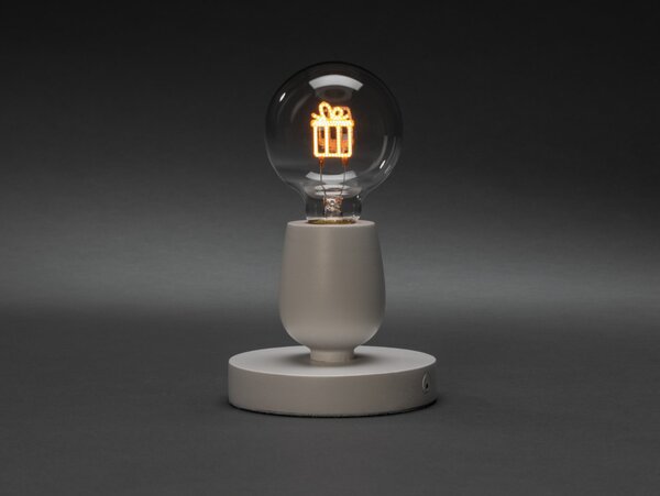 Lampada da tavolo a LED "Gift" di Konstsmide, bianca, con timer 6 ore, 1 diodo color ambra, a batteria, per interni, batteria: 3 x AAA 1,5V (escl.) - 1814-200