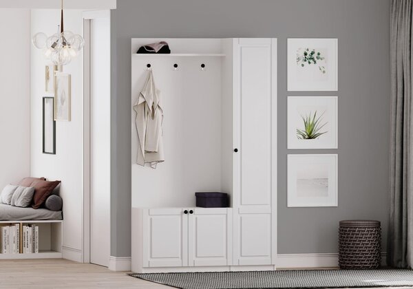 Skye Decor, modello Rb-044, appendiabiti, colore bianco opaco, pannello di truciolato, dimensioni 120 x 200 x 35 cm
