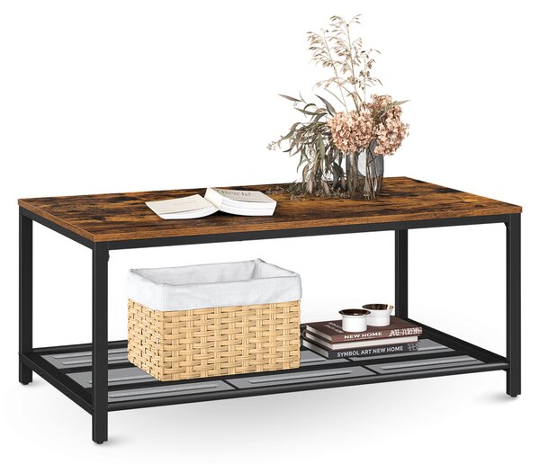 Holz4home® Tavolino Connie con ripiano a griglia I 106x60x45cm I Aspetto industriale marrone I Tavolo da soggiorno Tavolo da tè Tavolo da divano vintage I Tavolino