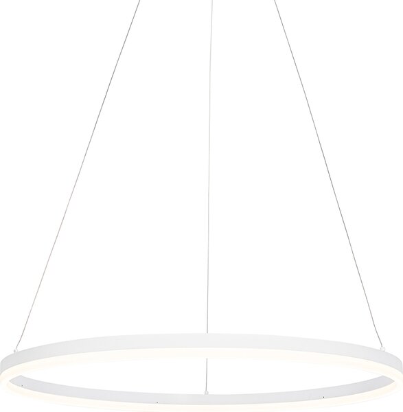 Lampada a sospensione di design bianca da 80 cm con LED dimmerabile a 3 livelli Anello