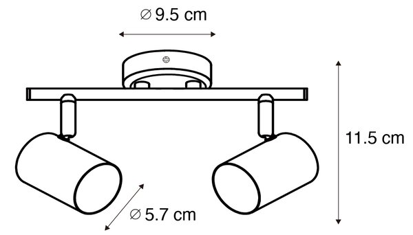 Spot moderno nero con legno inclinabile a 2 luci - Jeana