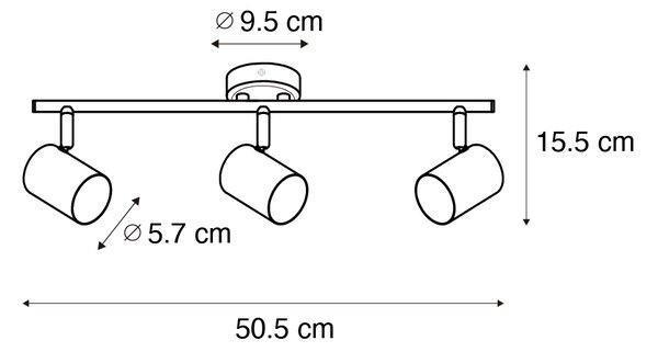 Faretto moderno nero con legno orientabile 3 luci - Jeana