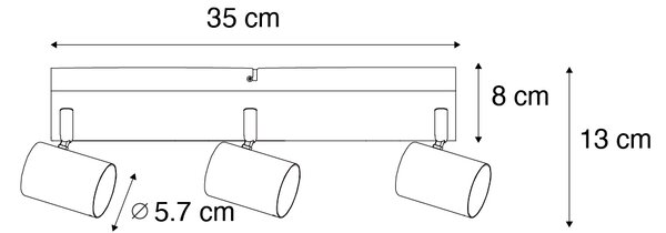 Plafoniera moderna bronzo 3 luci regolabile rettangolare - Jeana