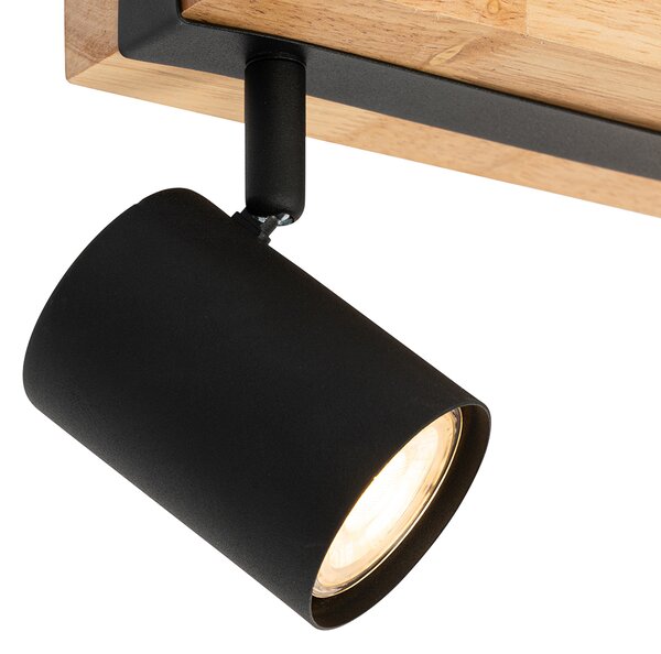 Faretto da soffitto Smart Nero con Legno 2 Luci Regolabile Incl. Wifi GU10 50mm - Jeana