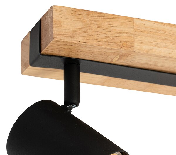Faretto da soffitto Smart Nero con Legno 2 Luci Regolabile Incl. Wifi GU10 50mm - Jeana