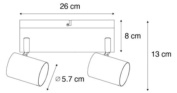 Plafoniera moderna bronzo 2 luci orientabile rettangolare - Jeana