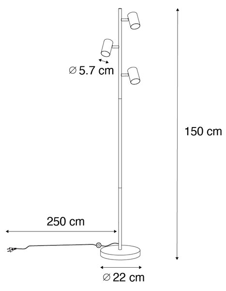 Lampada da terra moderna bronzo 3 luci - Jeana