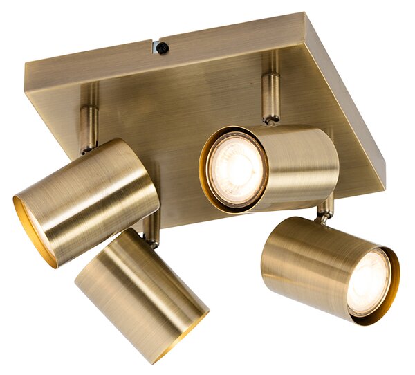Plafoniera moderna bronzo 4 luci orientabili rettangolare - Jeana