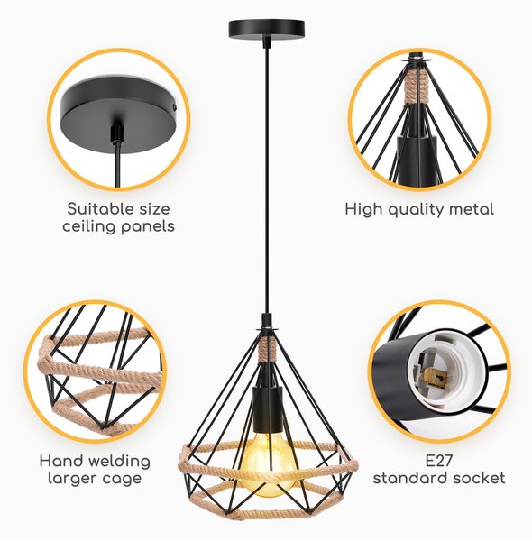 Lampadario da soffitto Sciva Canapa 1 x E27 Aigostar