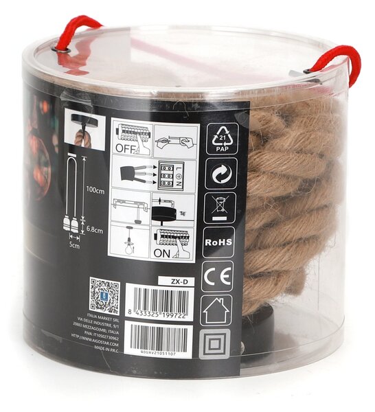 Lampadario da soffitto Double Rope Canapa 2 x E27 Aigostar