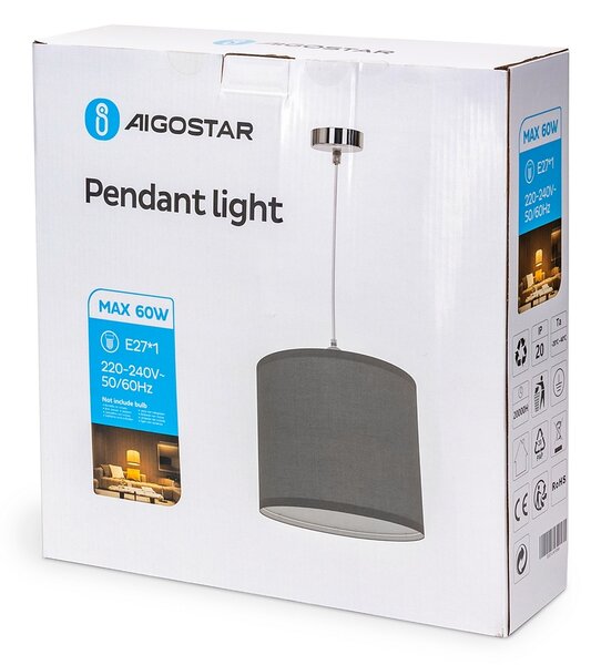 Lampadario da soffitto Fez Grigio 1 x E27 Aigostar