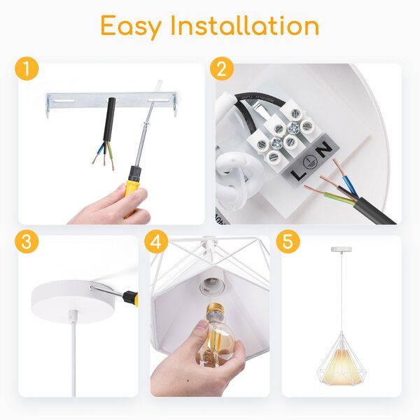 Lampadario da soffitto Sciva Bianco 1 x E27 Aigostar
