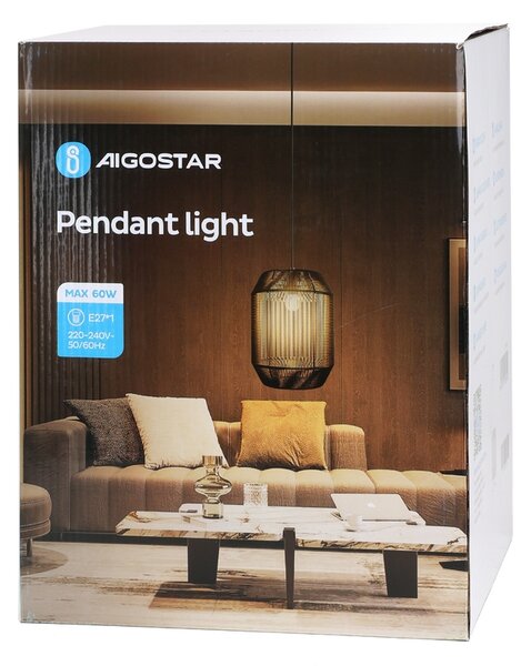 Lampadario da soffitto Cage Nero 1 x E27 Aigostar