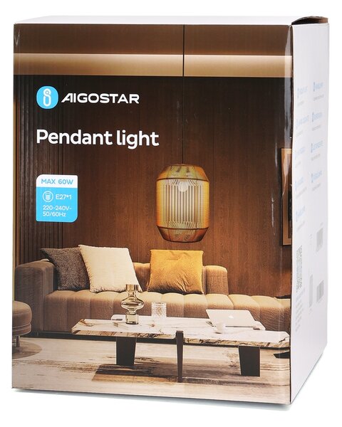 Lampadario da soffitto Cage Canapa 1 x E27 Aigostar