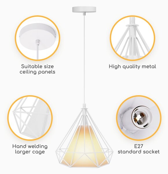 Lampadario da soffitto Sciva Bianco 1 x E27 Aigostar