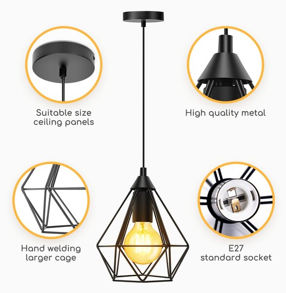 Lampadario da soffitto Sciva Nero 1 x E27 Aigostar