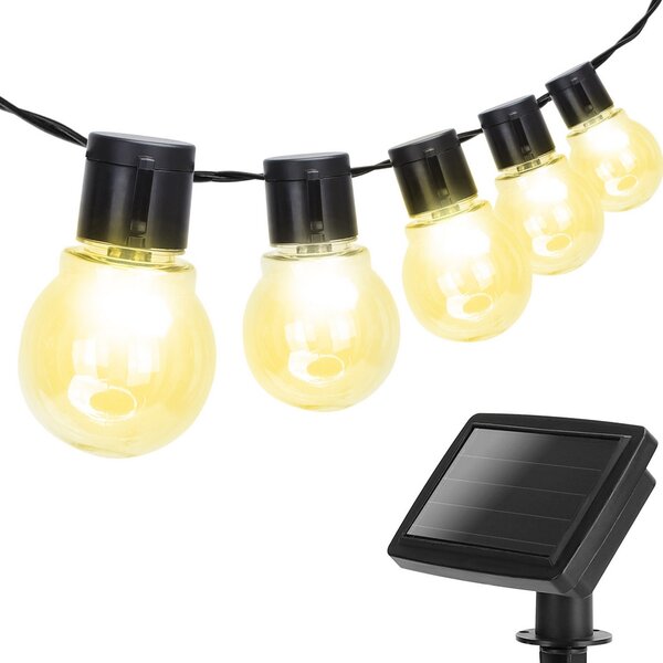 Catena luminosa a Led decorativa a energia solare 5,8 metri 20 sfere trasparenti Bianco caldo Aigostar