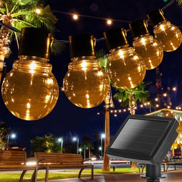 Catena luminosa a Led decorativa a energia solare 5,8 metri 20 sfere trasparenti Bianco caldo Aigostar