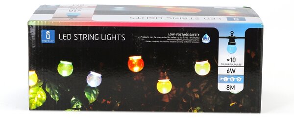 Catena luminosa a Led decorativa 8 metri 10 sfere trasparenti Multicolore a luce fissa Aigostar