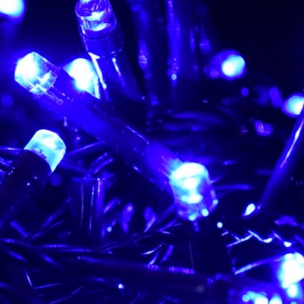 Catena di luci 15 metri da 300 Led Blu con cavo verde Wisdom