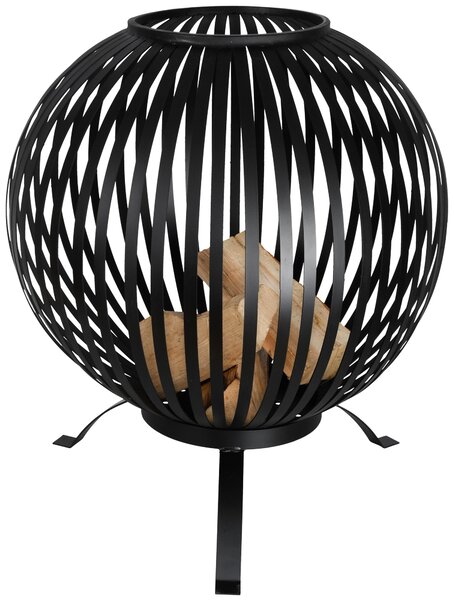 Esschert fireball nero 59x59x73cm cesto da fuoco in metallo ciotola per fuoco da campo