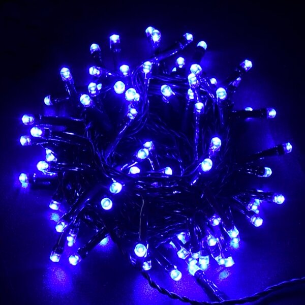 Catena di luci 15 metri da 300 Led Blu con cavo verde Wisdom