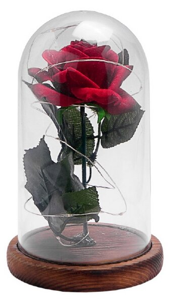 Campana decorativa Rosa eterna illuminata da MicroLed Bianco Caldo a batteria Wisdom
