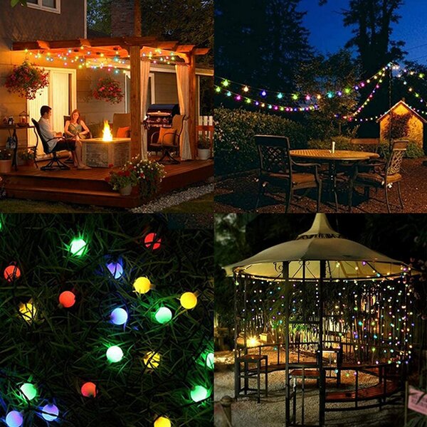 Catena decorata con 50 Sfere a Led Multicolore 5 metri con pannello solare Wisdom
