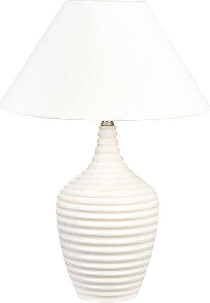 BELIANI Lampada da tavolo beige crema con base in Vetroceramica e paralume in tessuto per comodino