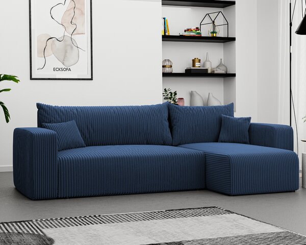 Divano ad angolo Piano in tessuto con funzione letto e contenitore, divano letto, divano angolare imbottito, set divani, divano letto ad angolo - Colore universale: Poso 05