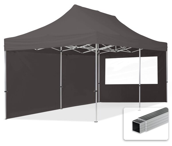 TOOLPORT 3x6m gazebo pieghevole con laterali (finestre panoramiche), ECONOMY alluminio, grigio scuro