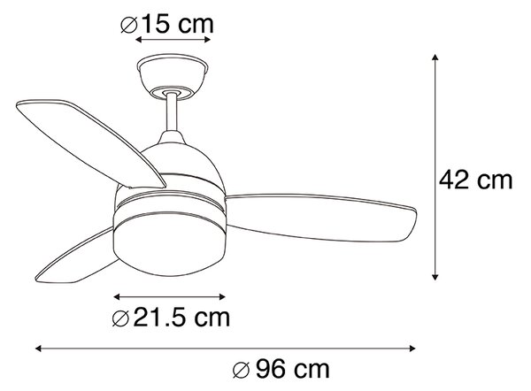 Ventilatore da soffitto bianco con stampa legno 96 cm con telecomando - Rotar
