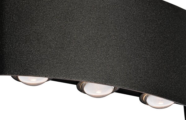 Lampada da parete per esterni nera con LED 6 luci IP54 - Silly
