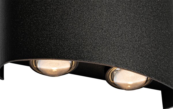 Lampada da parete per esterni nera con LED 4 luci IP54 - Silly