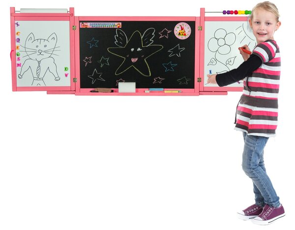 Lavagna magnetica/per gessi da parete per bambini - rosa